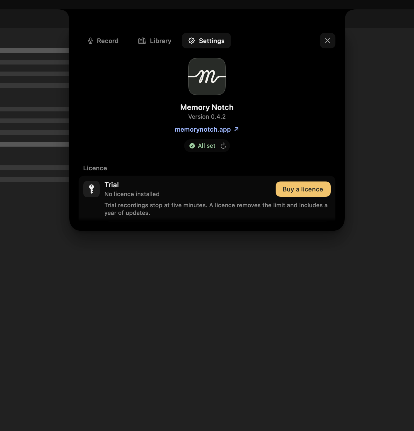 Current native Settings showing setup and app preferences